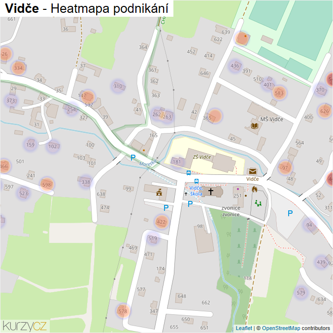 Mapa Vidče - Firmy v části obce.