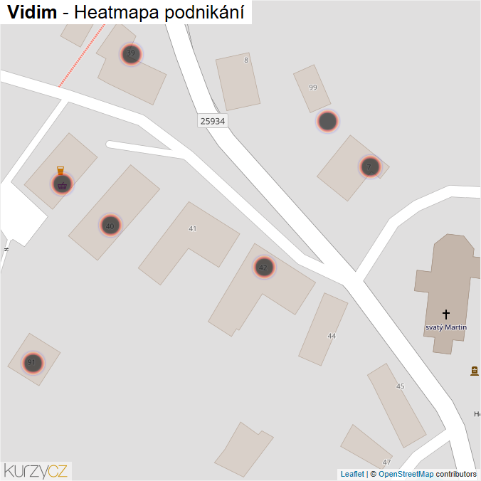 Mapa Vidim - Firmy v obci.