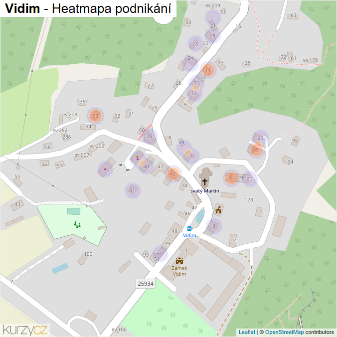 Mapa Vidim - Firmy v části obce.