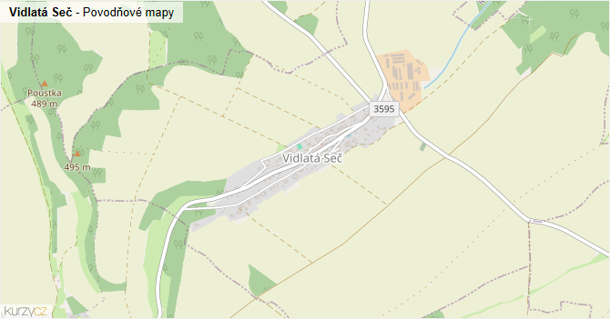Vidlatá Seč - záplavové mapy stoleté vody