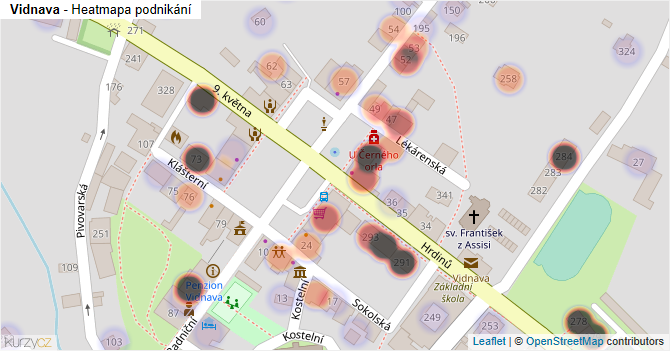 Vidnava - mapa podnikání