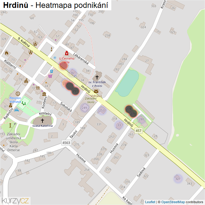 Mapa Hrdinů - Firmy v ulici.