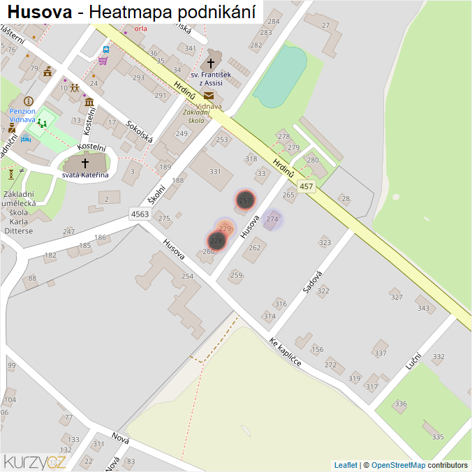 Mapa Husova - Firmy v ulici.
