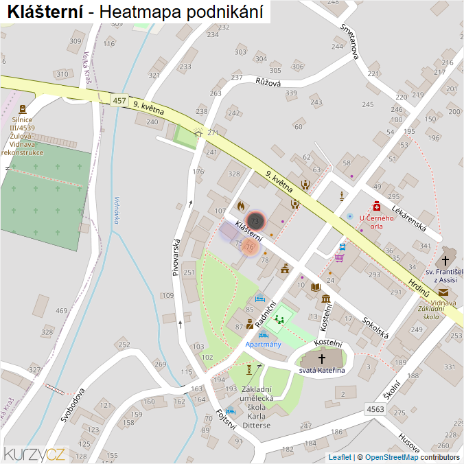 Mapa Klášterní - Firmy v ulici.