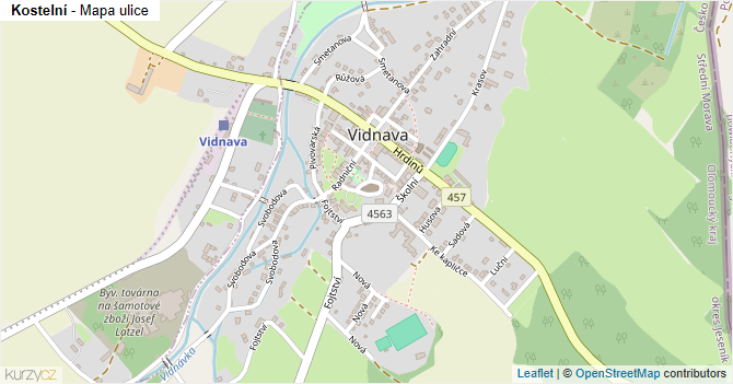 Kostelní - mapa ulice