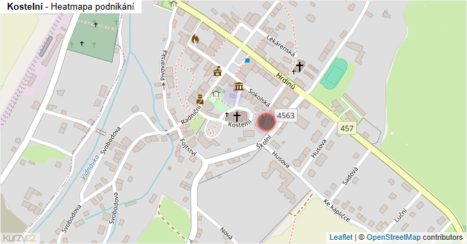 Kostelní - mapa podnikání