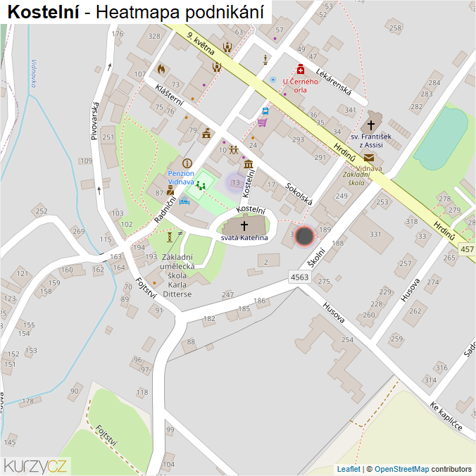 Mapa Kostelní - Firmy v ulici.