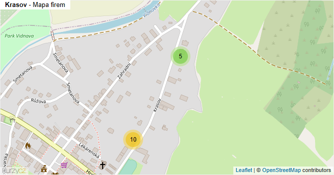 Krasov - mapa firem
