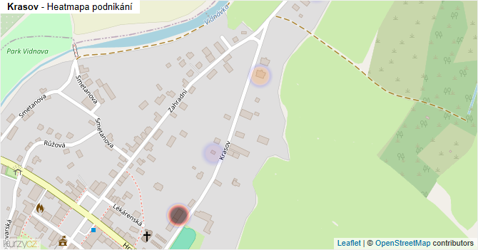 Krasov - mapa podnikání