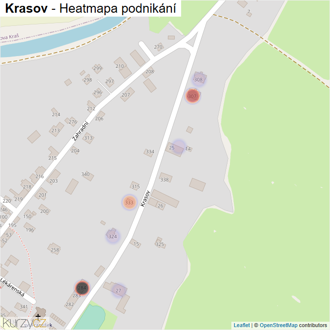 Mapa Krasov - Firmy v ulici.