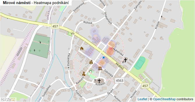 Mírové náměstí - mapa podnikání
