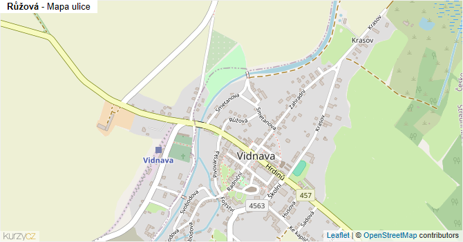 Růžová - mapa ulice