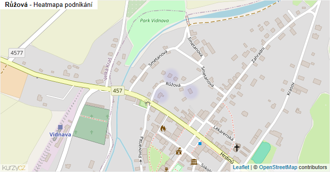 Růžová - mapa podnikání