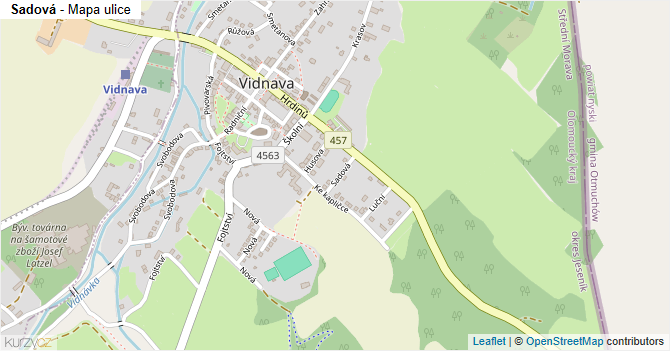 Sadová - mapa ulice