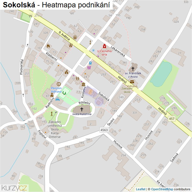 Mapa Sokolská - Firmy v ulici.