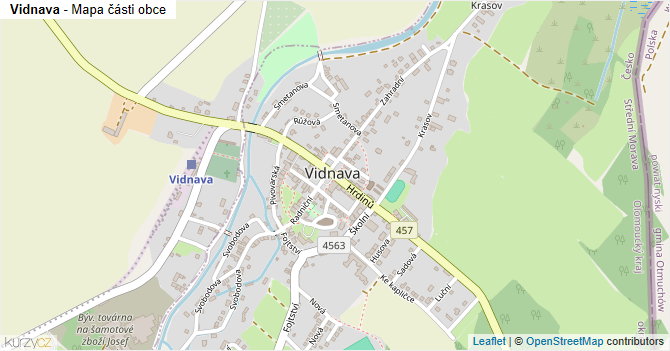 Vidnava - mapa části obce