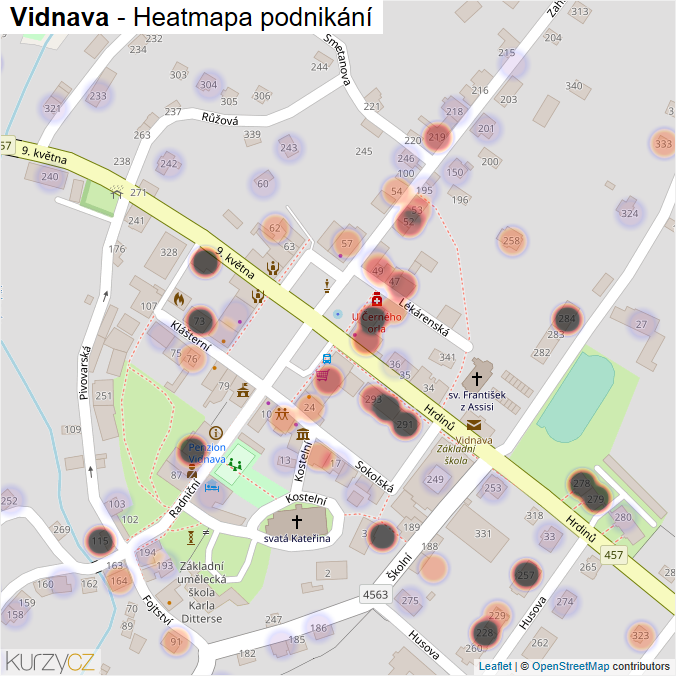 Mapa Vidnava - Firmy v části obce.