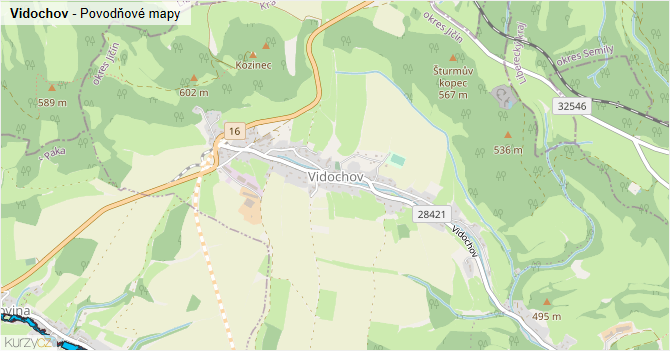 Vidochov - záplavové mapy stoleté vody
