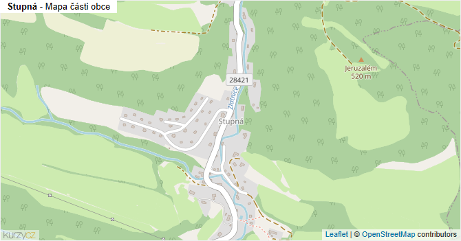 Stupná - mapa části obce