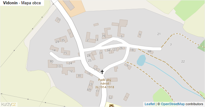 Vidonín - mapa obce