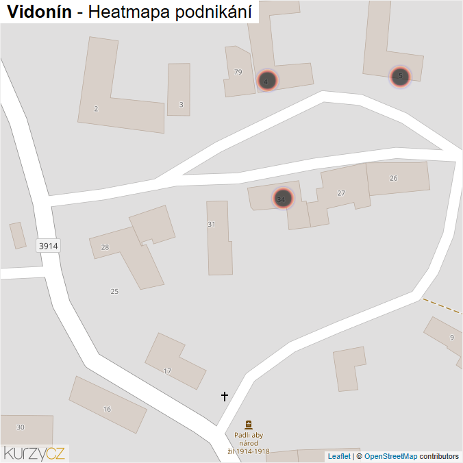 Mapa Vidonín - Firmy v obci.