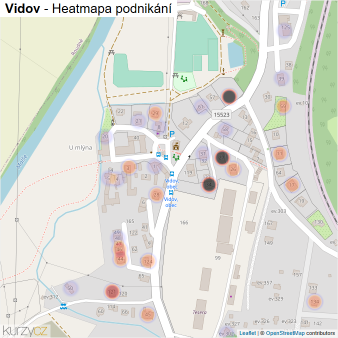 Mapa Vidov - Firmy v části obce.
