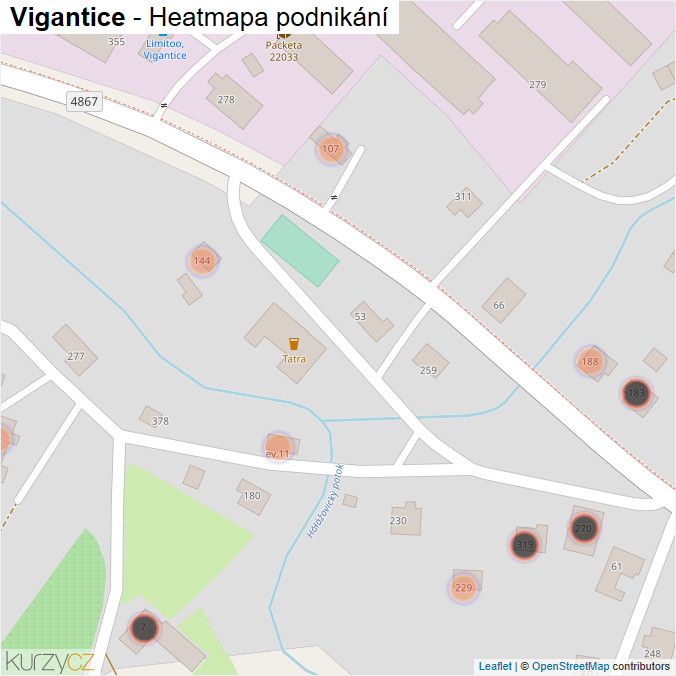 Mapa Vigantice - Firmy v obci.