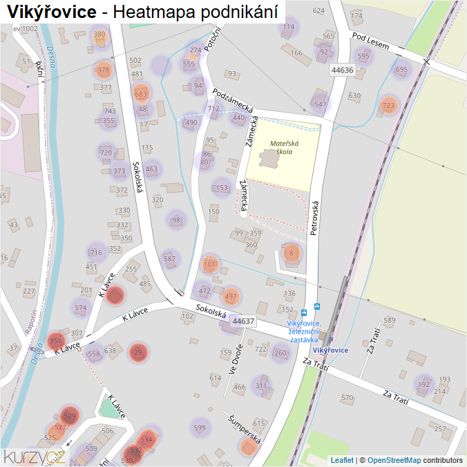 Mapa Vikýřovice - Firmy v obci.