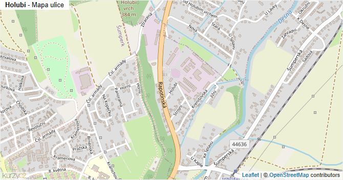 Holubí - mapa ulice