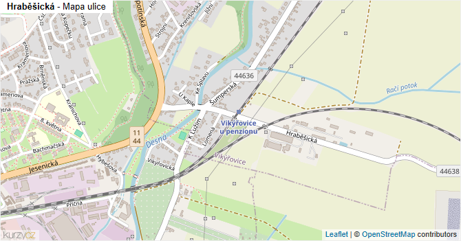 Hraběšická - mapa ulice