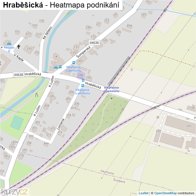 Mapa Hraběšická - Firmy v ulici.