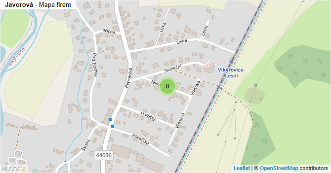 Javorová - mapa firem