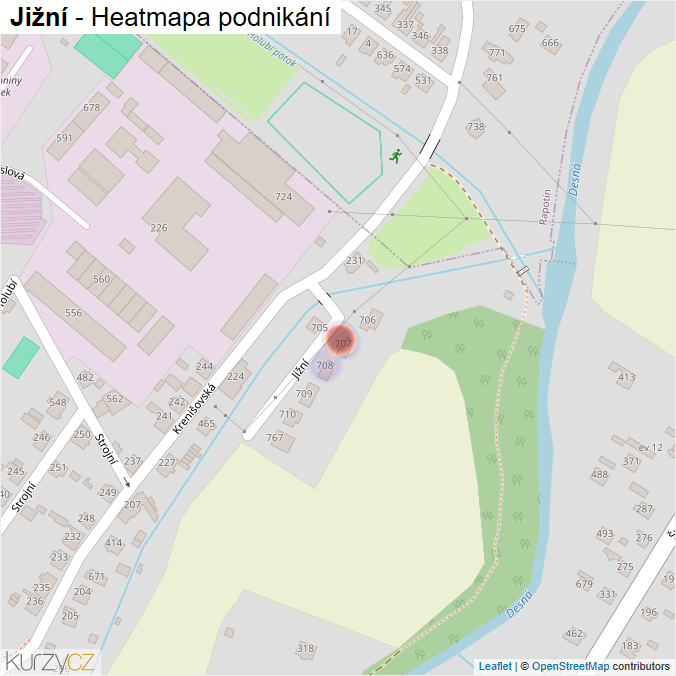 Mapa Jižní - Firmy v ulici.