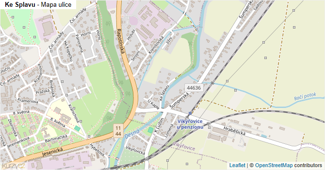 Ke Splavu - mapa ulice