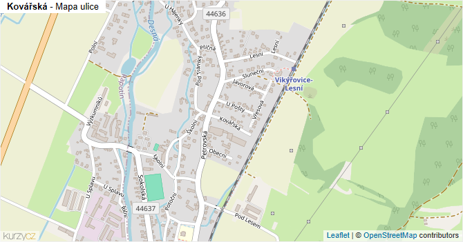 Kovářská - mapa ulice