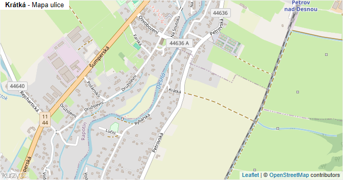 Krátká - mapa ulice