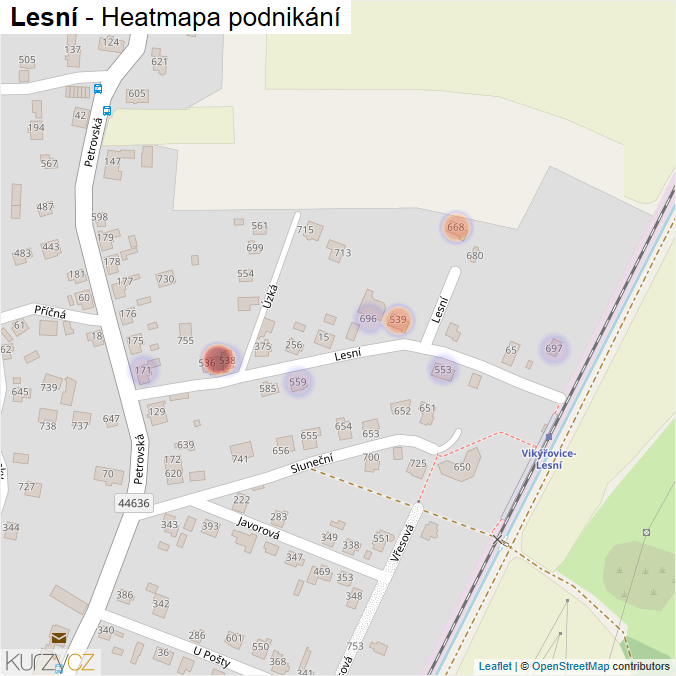 Mapa Lesní - Firmy v ulici.