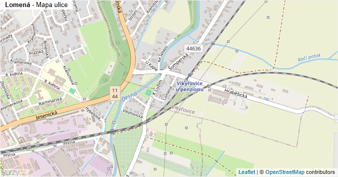 Lomená - mapa ulice