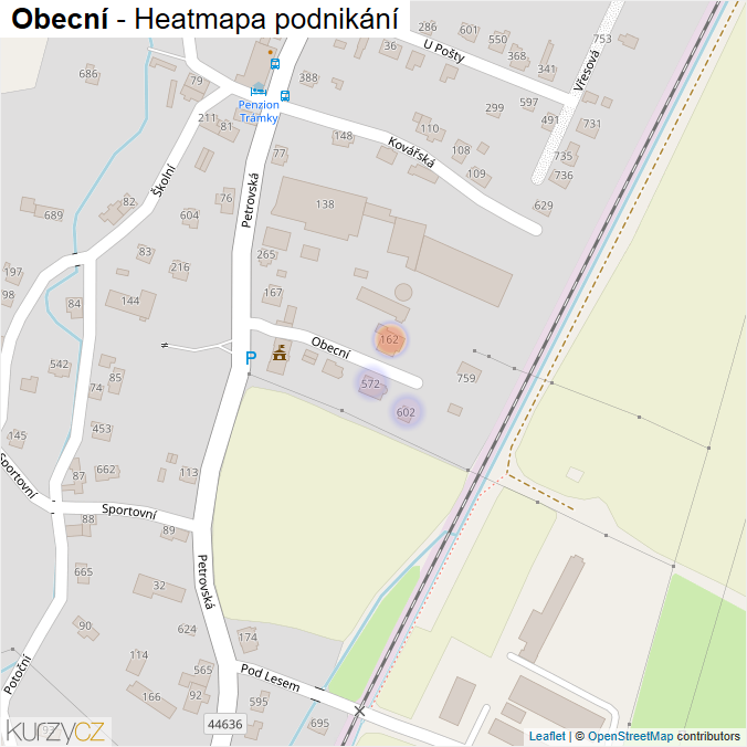 Mapa Obecní - Firmy v ulici.