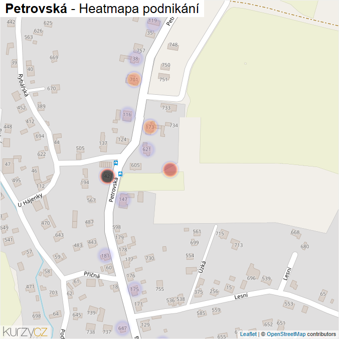 Mapa Petrovská - Firmy v ulici.