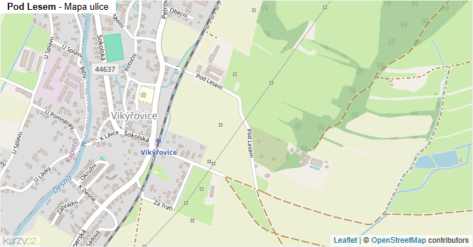 Pod Lesem - mapa ulice