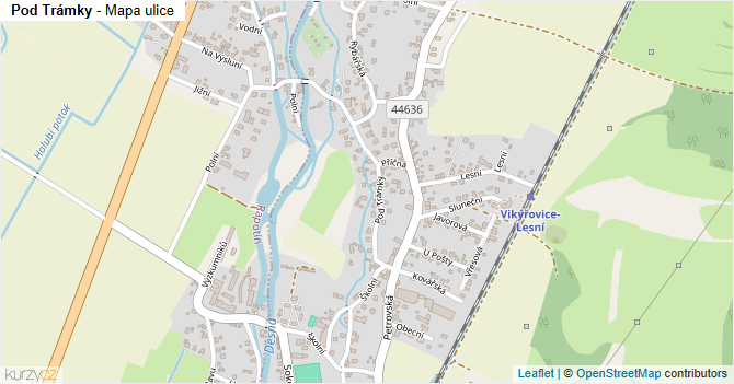 Pod Trámky - mapa ulice