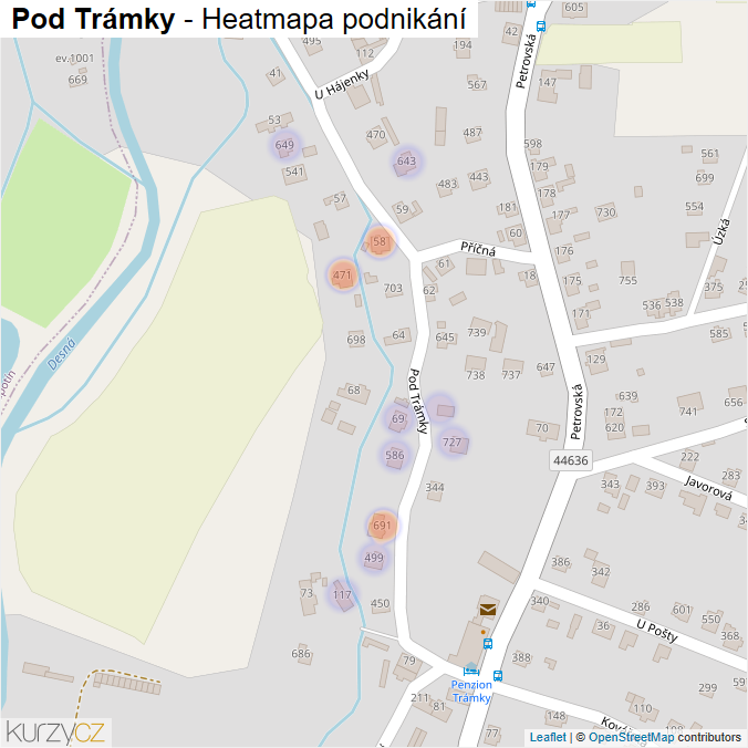 Mapa Pod Trámky - Firmy v ulici.
