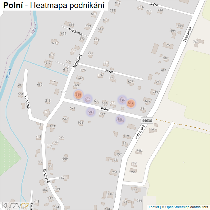 Mapa Polní - Firmy v ulici.