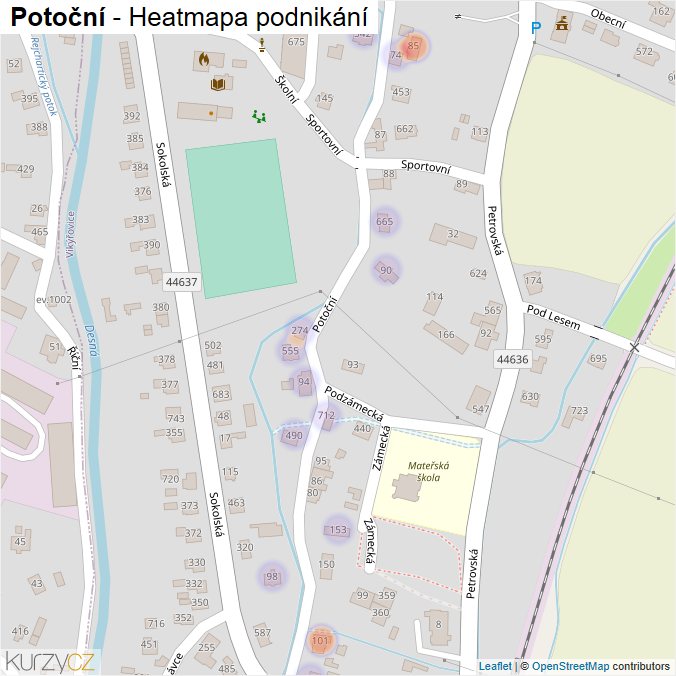 Mapa Potoční - Firmy v ulici.