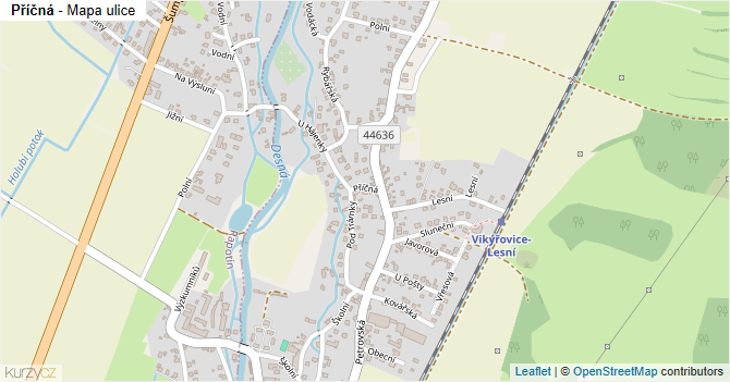 Příčná - mapa ulice