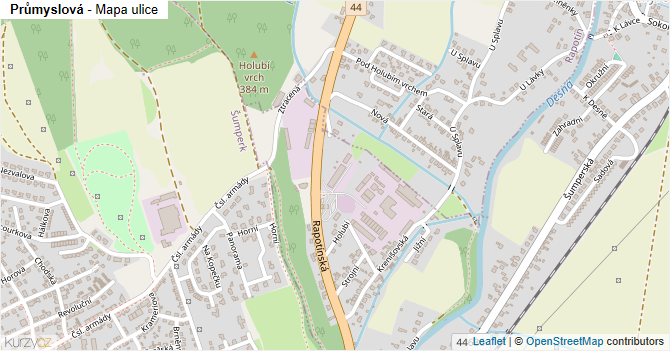 Průmyslová - mapa ulice