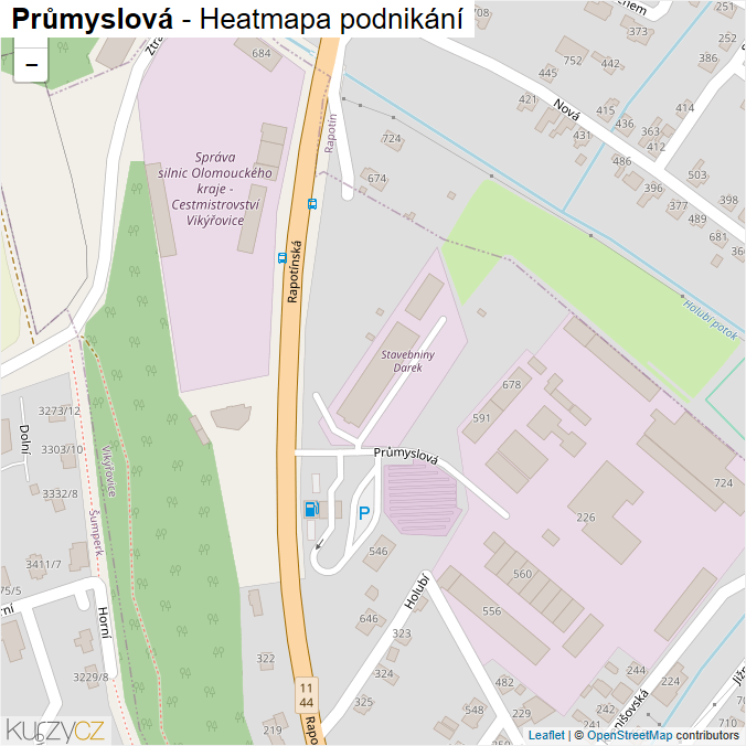 Mapa Průmyslová - Firmy v ulici.