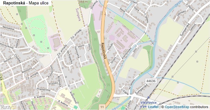 Rapotínská - mapa ulice