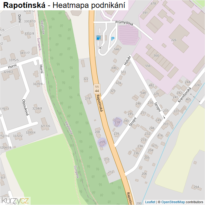 Mapa Rapotínská - Firmy v ulici.